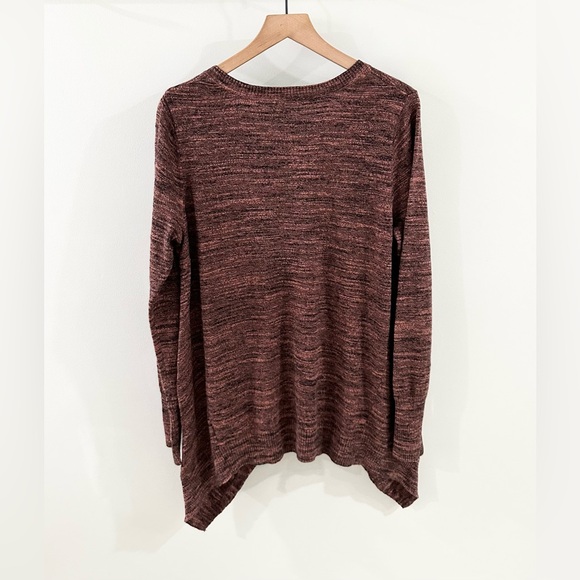 LOGO By Lori Goldstein Melange Cotton Cashmere Sweater Bordeaux Size Medium - Picture 8 of 8